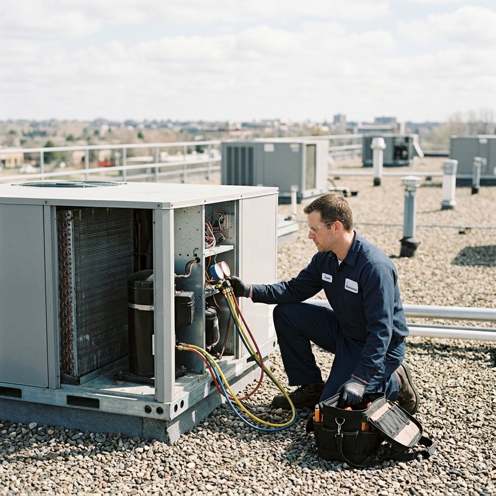 Rooftop AC Maintenance Dubai for Commercial Buildings, Villas, Warehouses and Industrial Cooling Systems